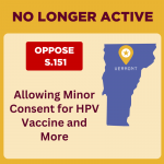 VERMONT S.151 – NO LONGER ACTIVE